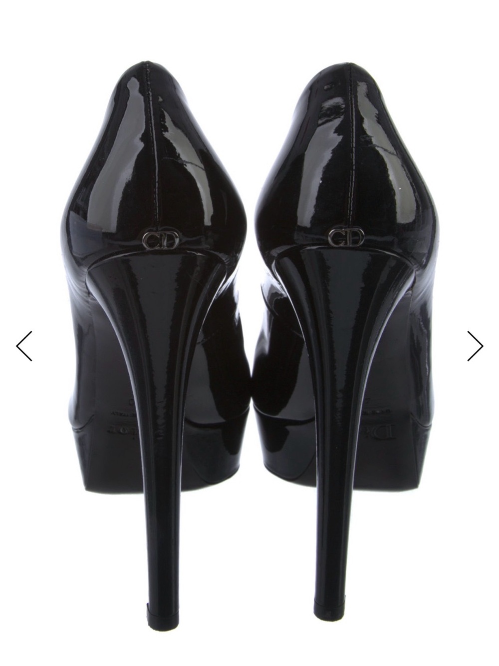 Dior Black Patent Peep-Toe Platform Heels - Picture 2 of 3